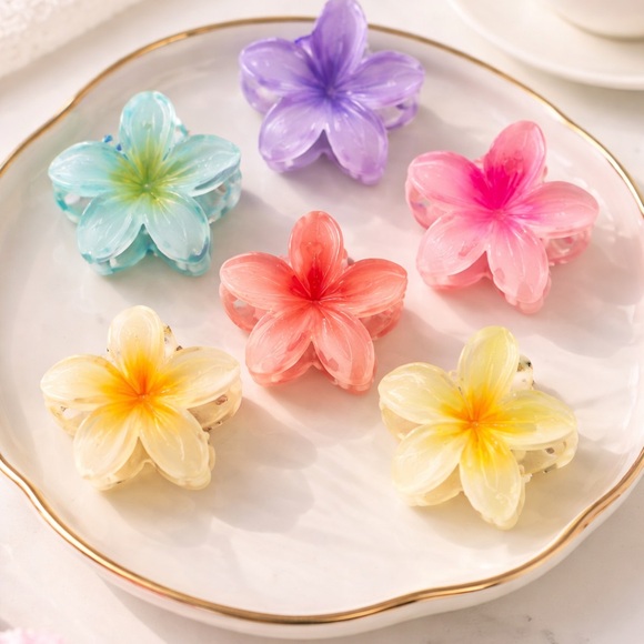 Accessories - 6-Piece Flower Hair Claw Clip Set | Pastel Floral Clips